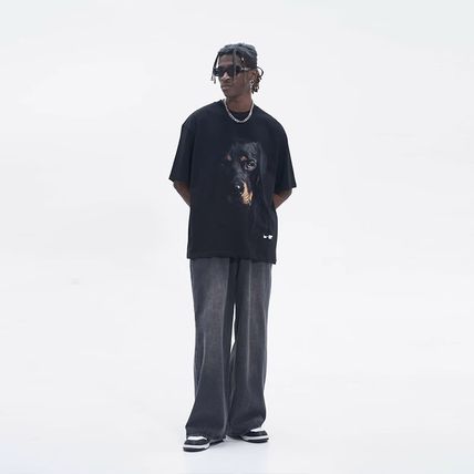 harshandcruel ストリート 半袖 犬 プリント 丸首 Tシャツ harshandcruel ストリート 半袖 犬 プリント 丸首 Tシャツ