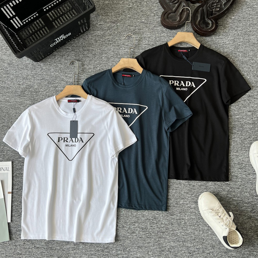 PRADA ウィメンズ 半袖 コットンクルーネックTシャツ プラダ 半袖Tシャツ コットン クルーネック Tシャツ T-shirts